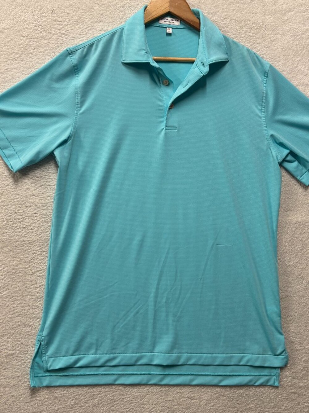 Peter Millar Summer Comfort Polo Shirt Mens M Medium Blue Teal Striped Golf S/S.